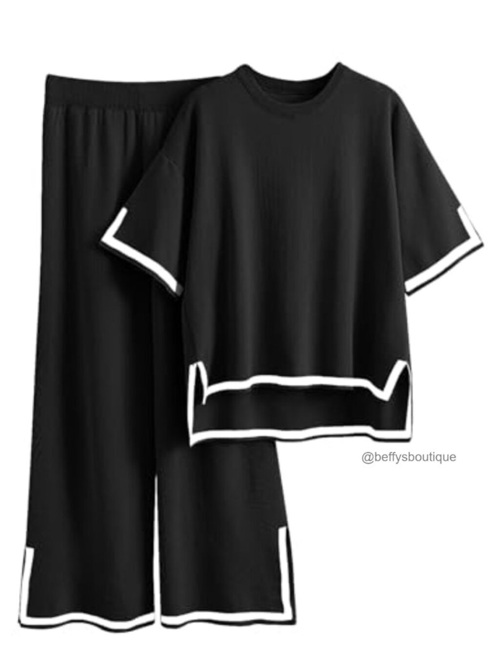 Plus Size 2 Piece Lounge Set Short Sleeve Pullover & Wide Leg Pants